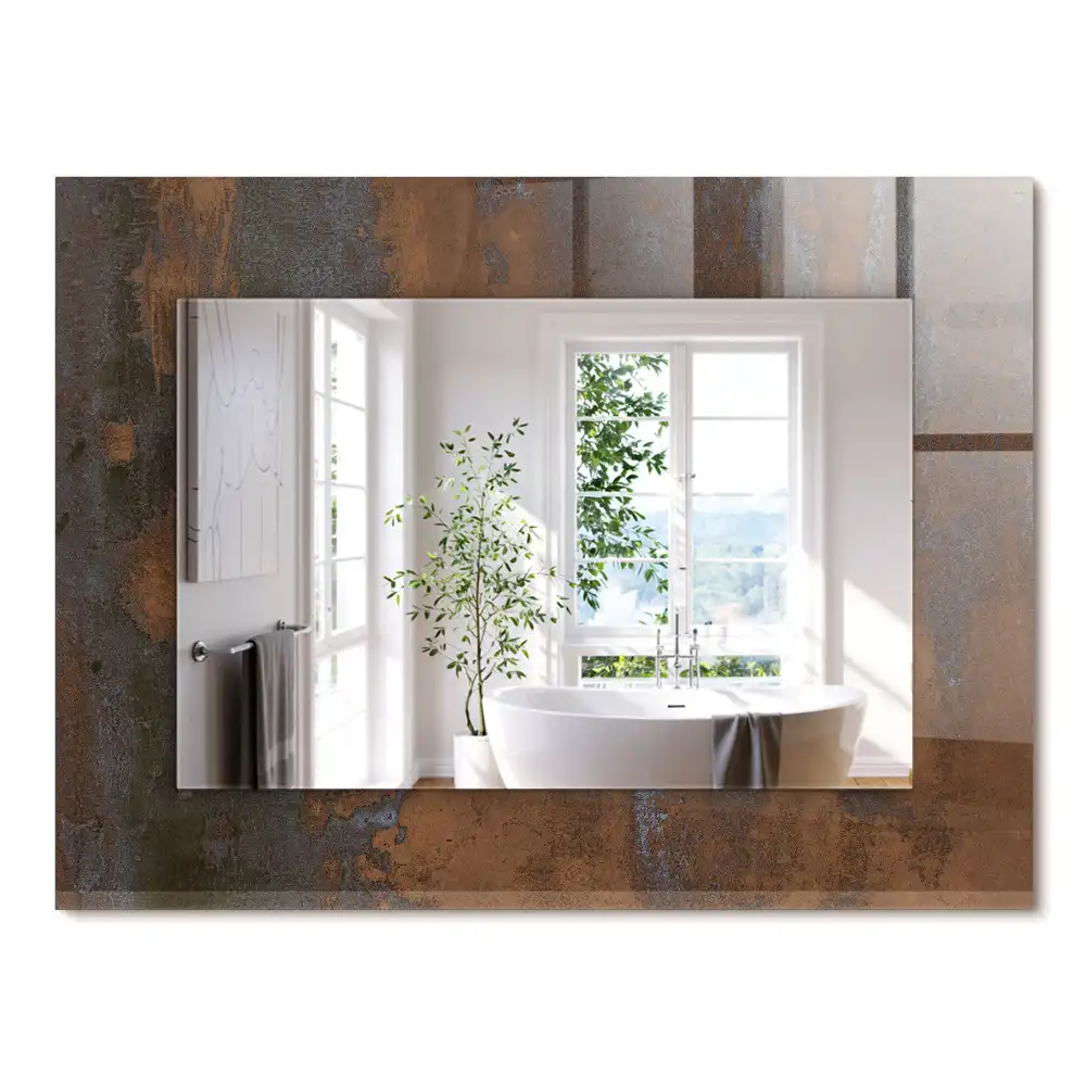 Miroir rectangulaire décoratif imprimé surface rouillée tendance