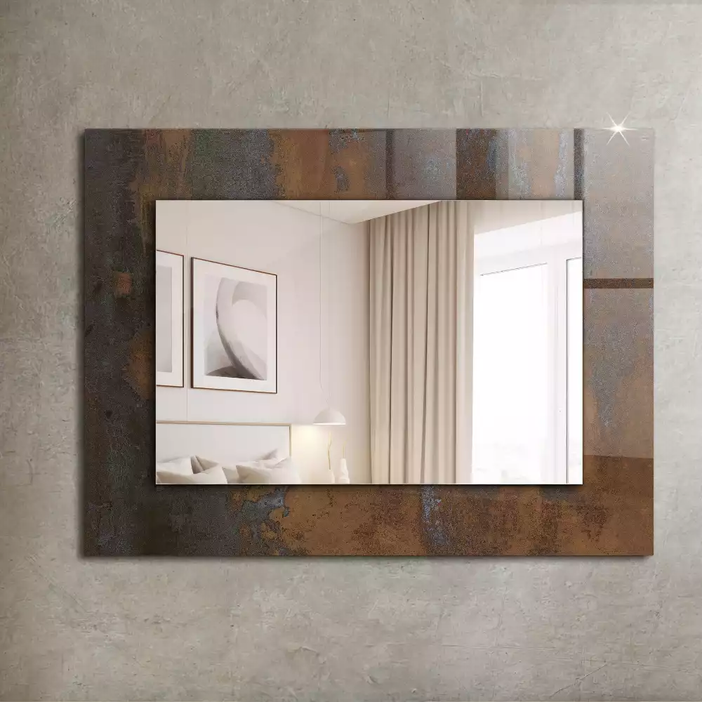 Miroir rectangulaire décoratif imprimé surface rouillée tendance