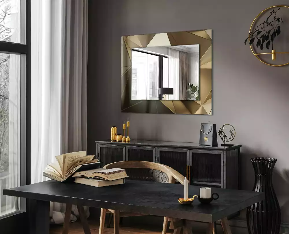 Miroir rectangulaire avec cadre imprimé formes géométriques