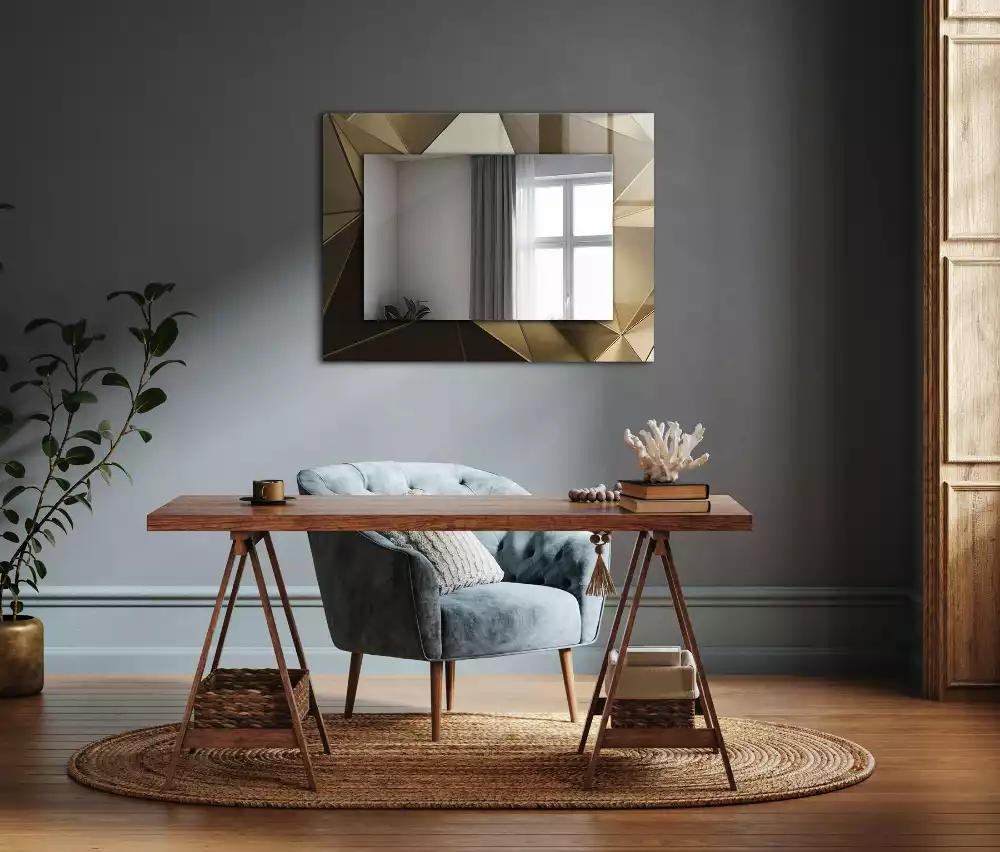 Miroir rectangulaire avec cadre imprimé formes géométriques