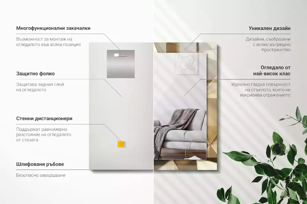 Miroir rectangulaire avec cadre imprimé formes géométriques