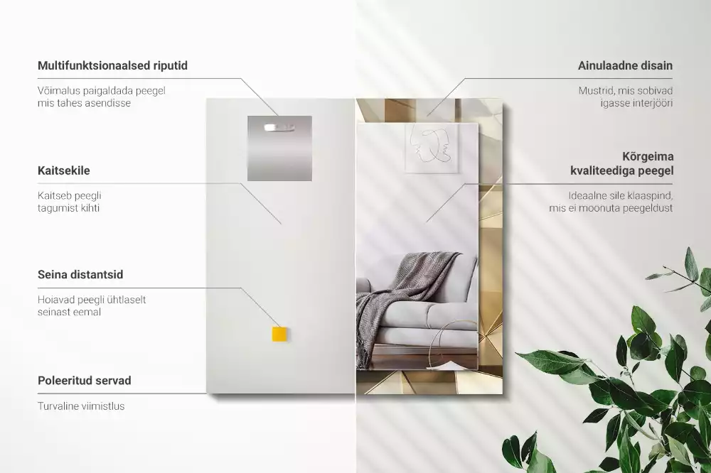 Miroir rectangulaire avec cadre imprimé formes géométriques