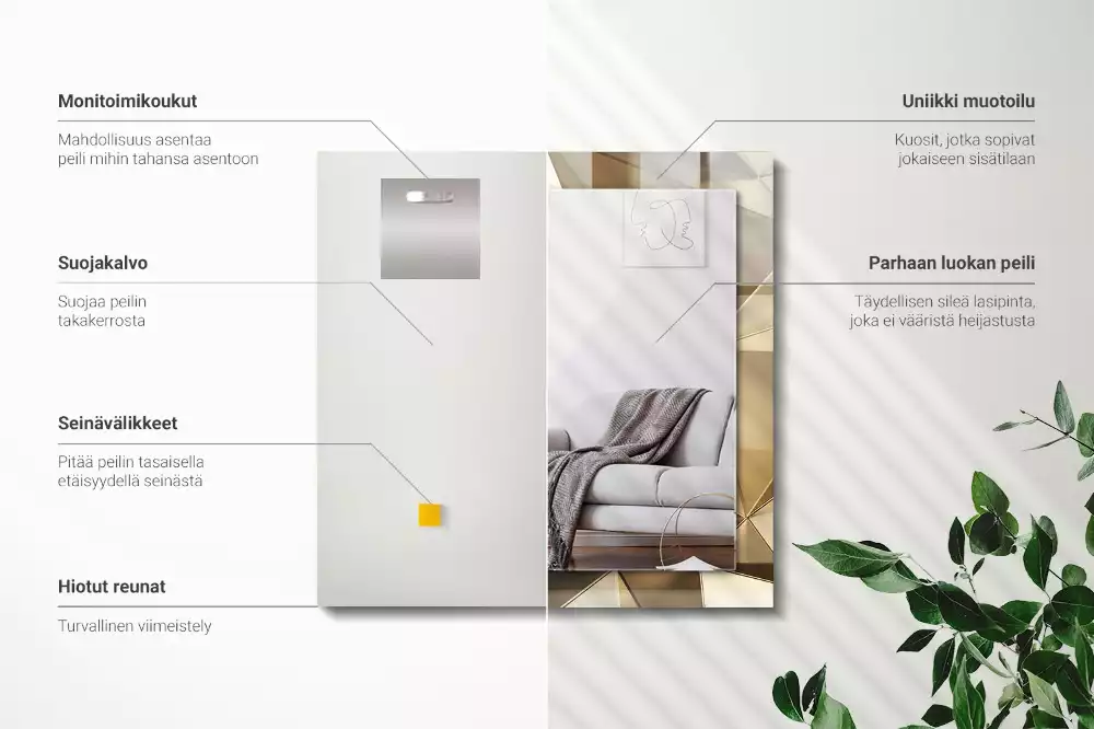 Miroir rectangulaire avec cadre imprimé formes géométriques