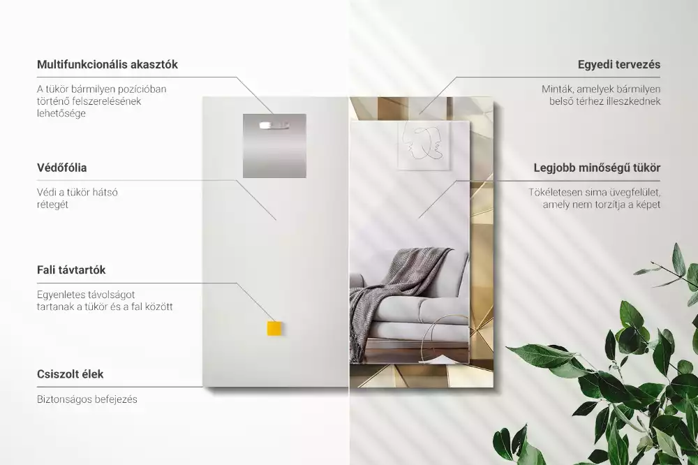 Miroir rectangulaire avec cadre imprimé formes géométriques