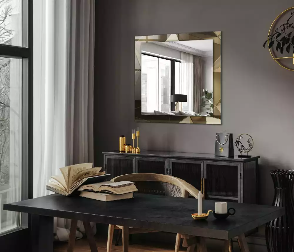 Miroir rectangulaire avec cadre imprimé formes géométriques