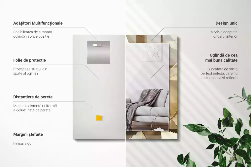 Miroir rectangulaire avec cadre imprimé formes géométriques