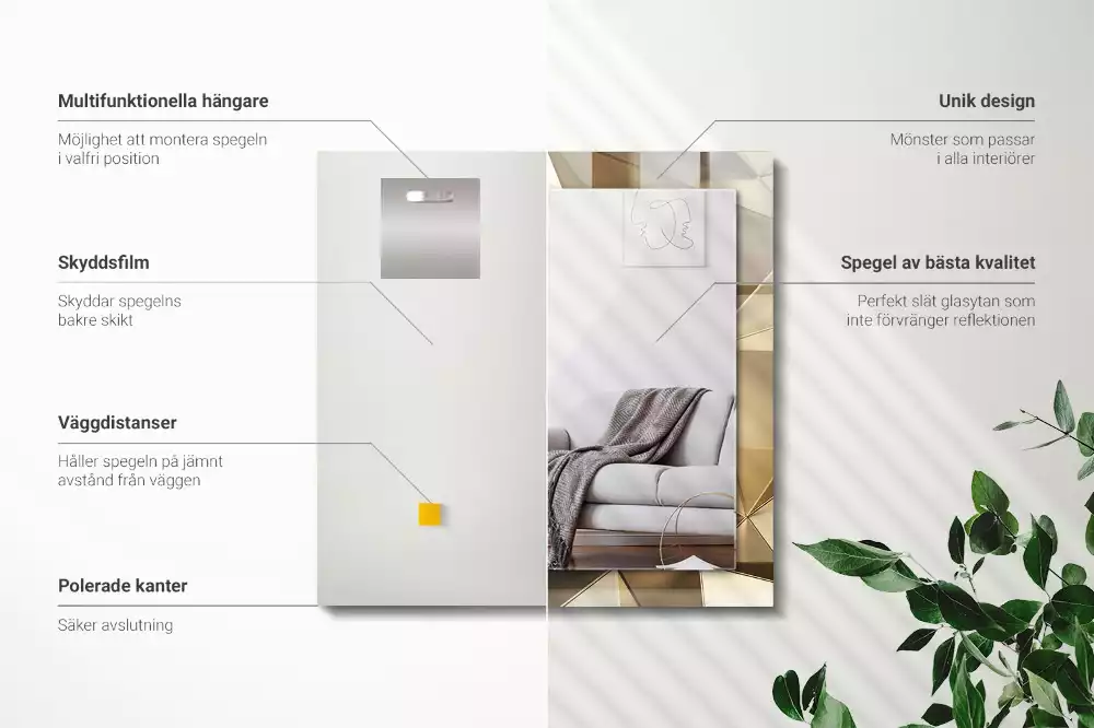 Miroir rectangulaire avec cadre imprimé formes géométriques