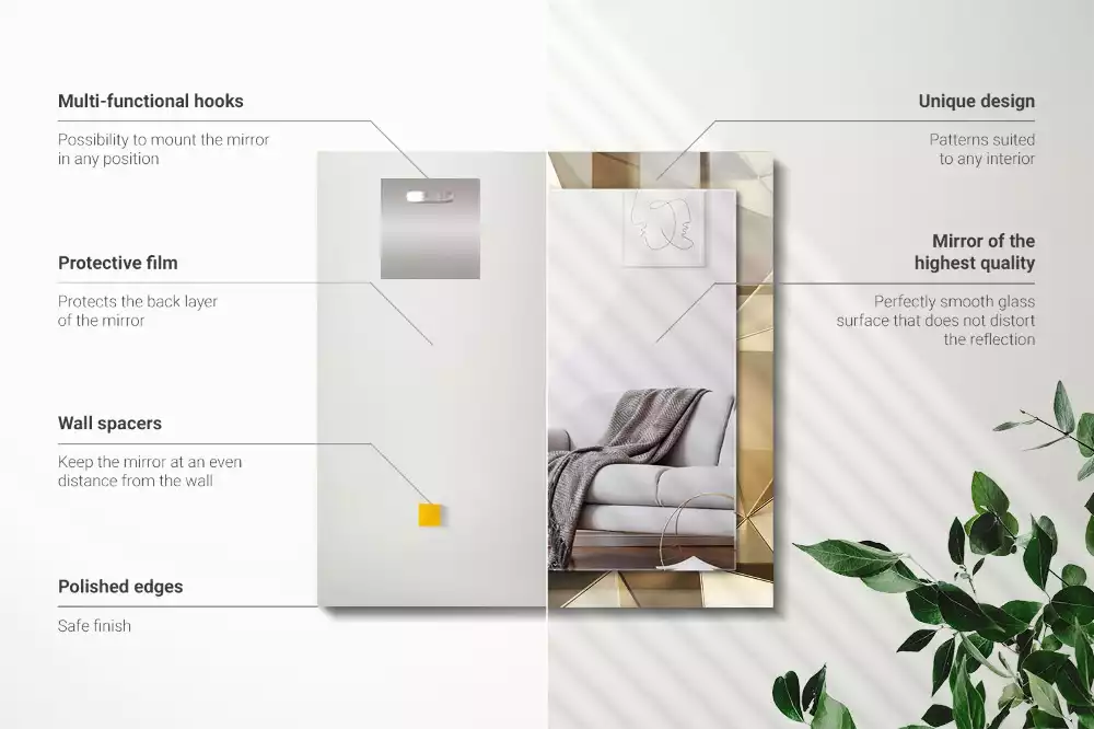 Miroir rectangulaire avec cadre imprimé formes géométriques