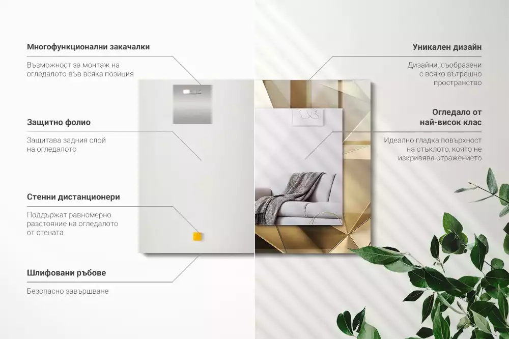 Miroir rectangulaire avec cadre imprimé formes géométriques