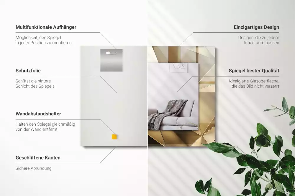 Miroir rectangulaire avec cadre imprimé formes géométriques