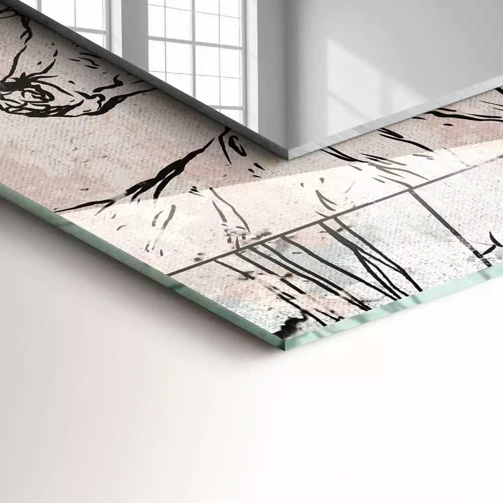 Miroir rectangulaire à cadre imprimé cerf renard et plantes