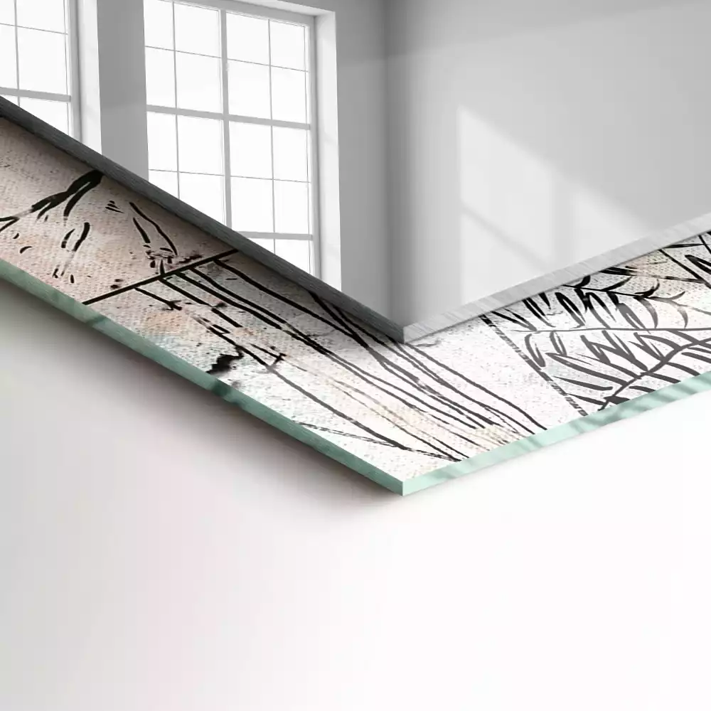 Miroir rectangulaire à cadre imprimé cerf renard et plantes