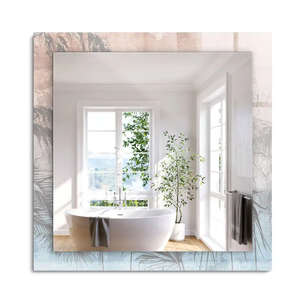 Miroir rectangulaire décoratif plantes au pastel
