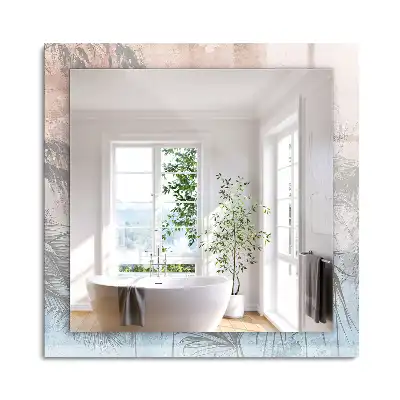 Miroir rectangulaire décoratif plantes au pastel
