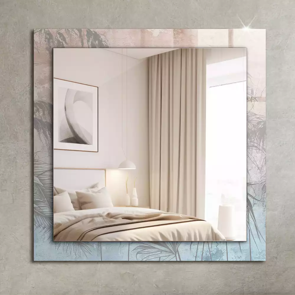 Miroir rectangulaire décoratif plantes au pastel