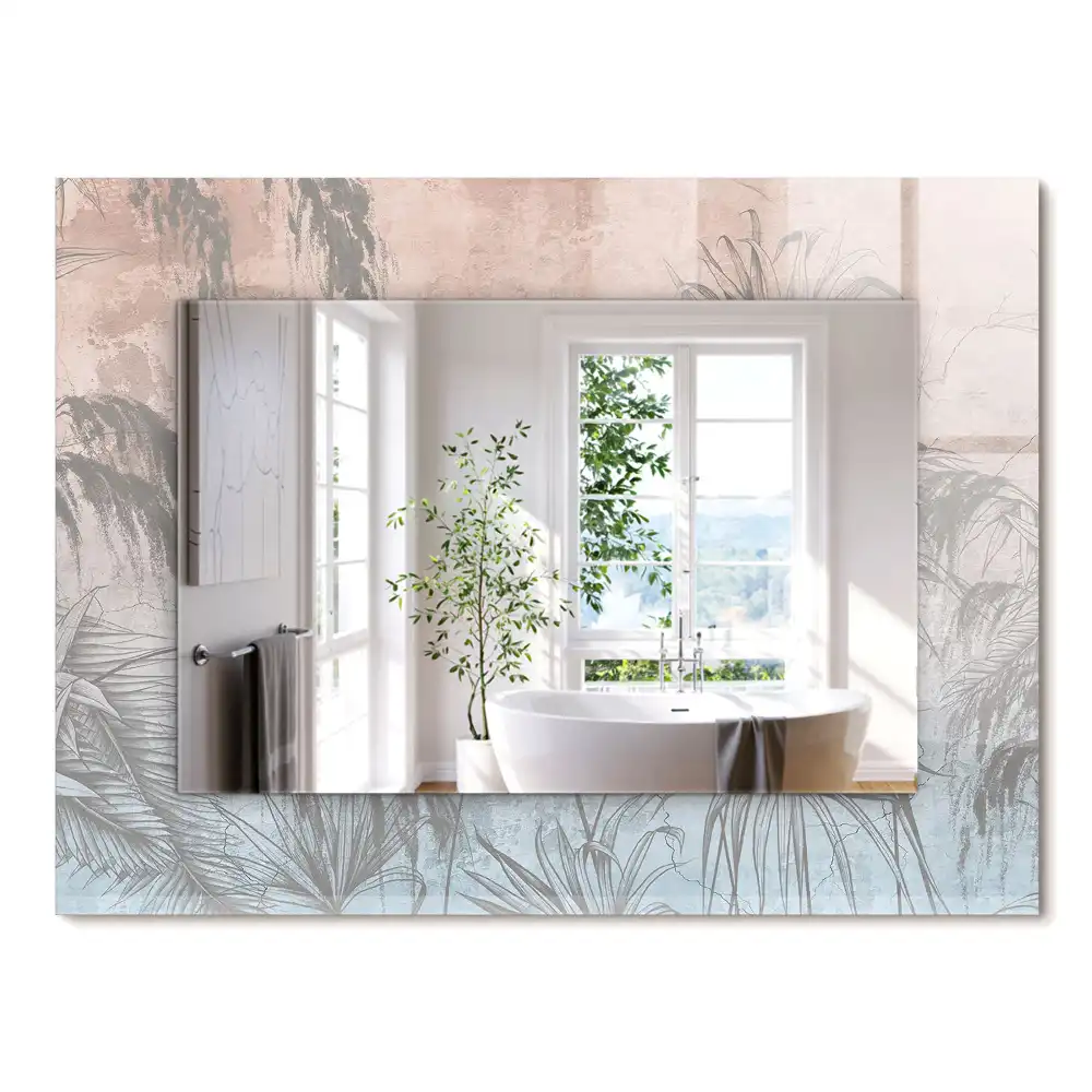 Miroir rectangulaire décoratif plantes au pastel