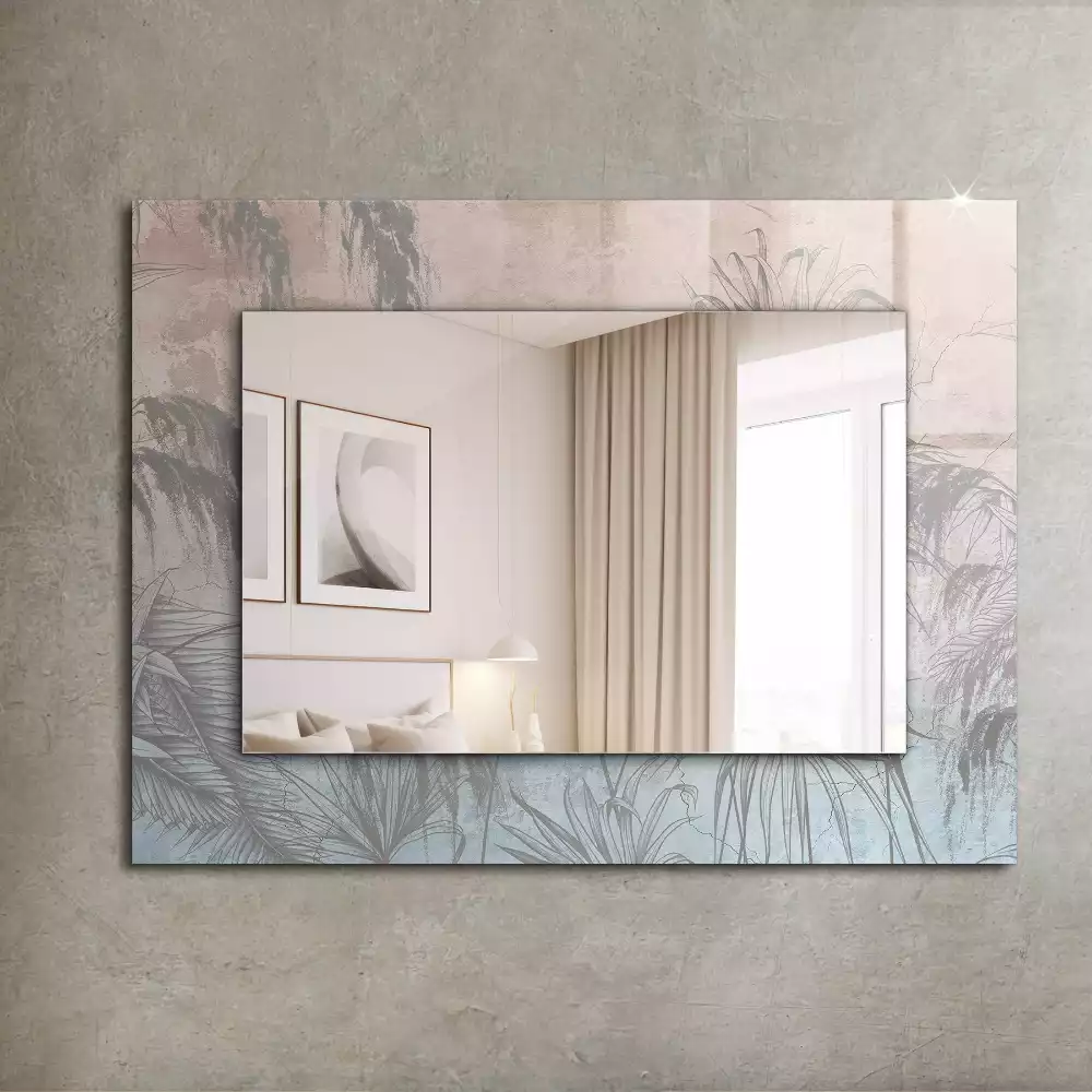 Miroir rectangulaire décoratif plantes au pastel