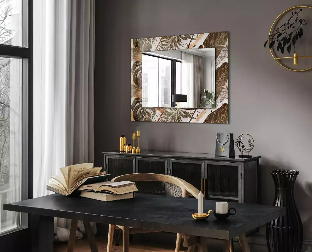 Miroir rectangulaire imprimé motif feuilles tropicales