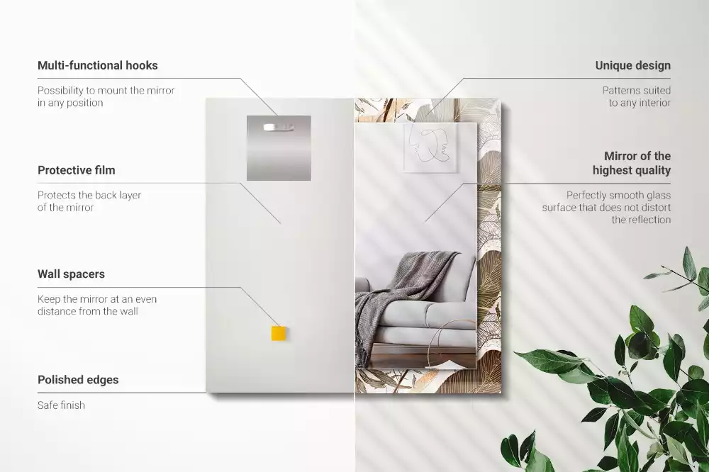 Miroir rectangulaire imprimé motif feuilles tropicales