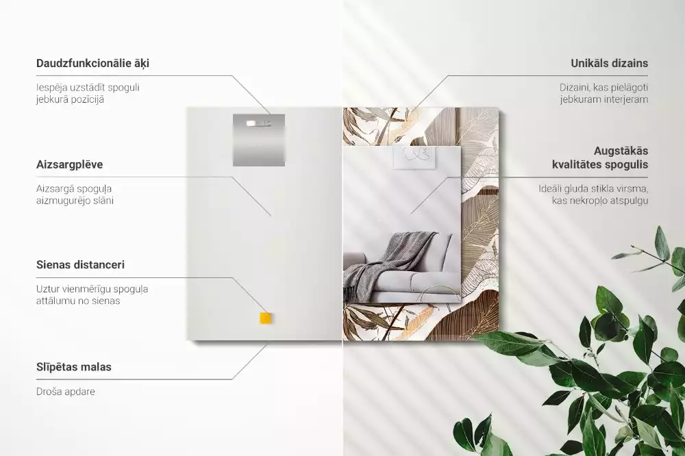 Miroir rectangulaire imprimé motif feuilles tropicales