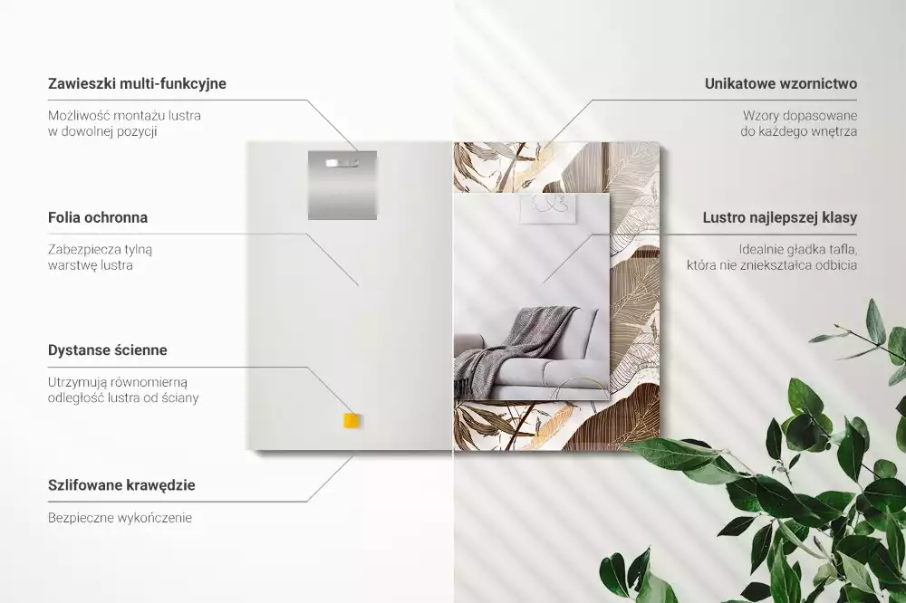 Miroir rectangulaire imprimé motif feuilles tropicales