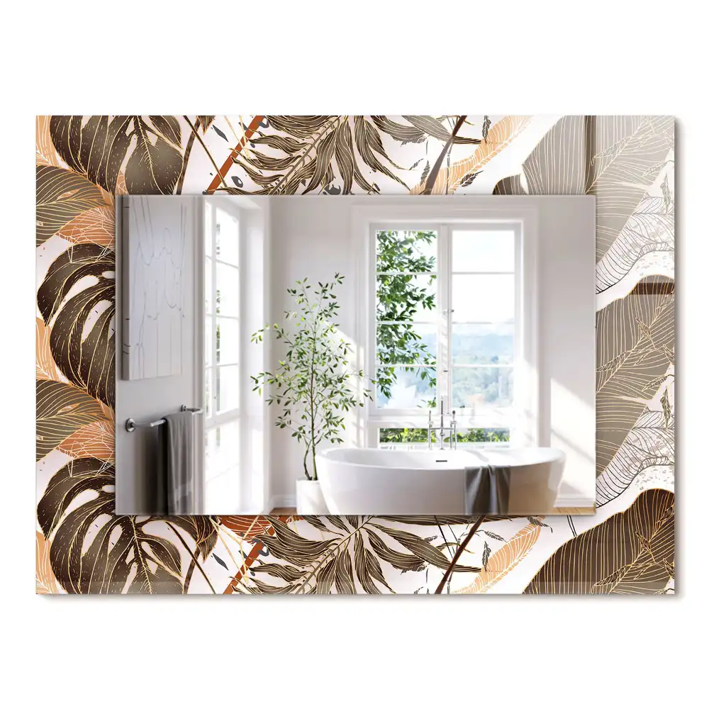 Miroir rectangulaire imprimé motif feuilles tropicales