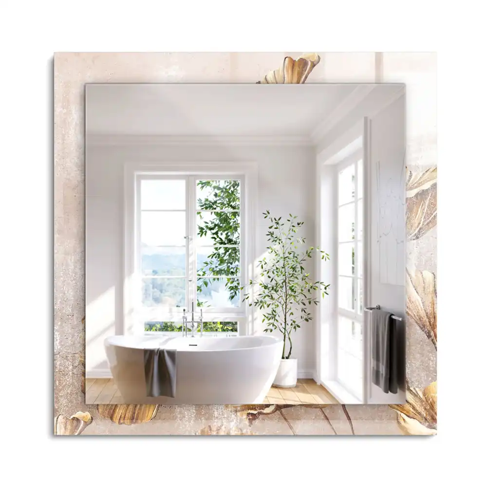 Miroir rectangulaire décoratif imprimé fleurs retro