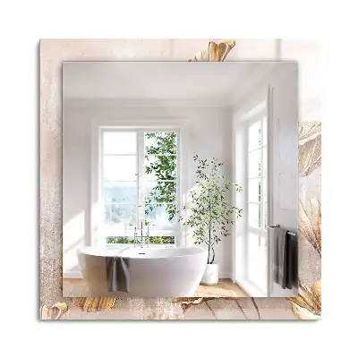 Miroir rectangulaire décoratif imprimé fleurs retro