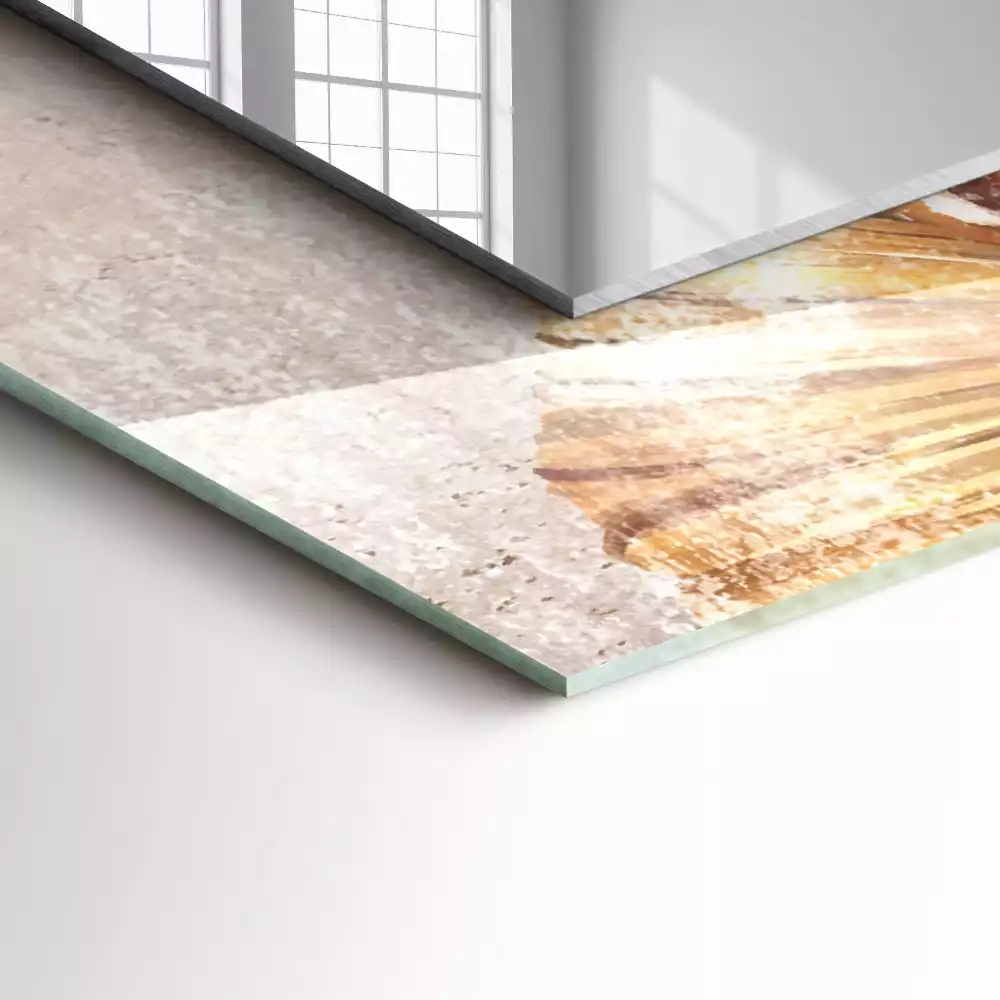 Miroir rectangulaire décoratif imprimé fleurs retro