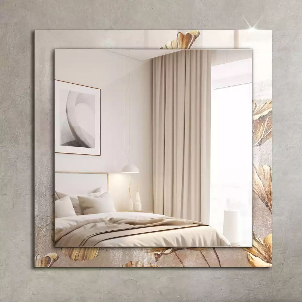 Miroir rectangulaire décoratif imprimé fleurs retro
