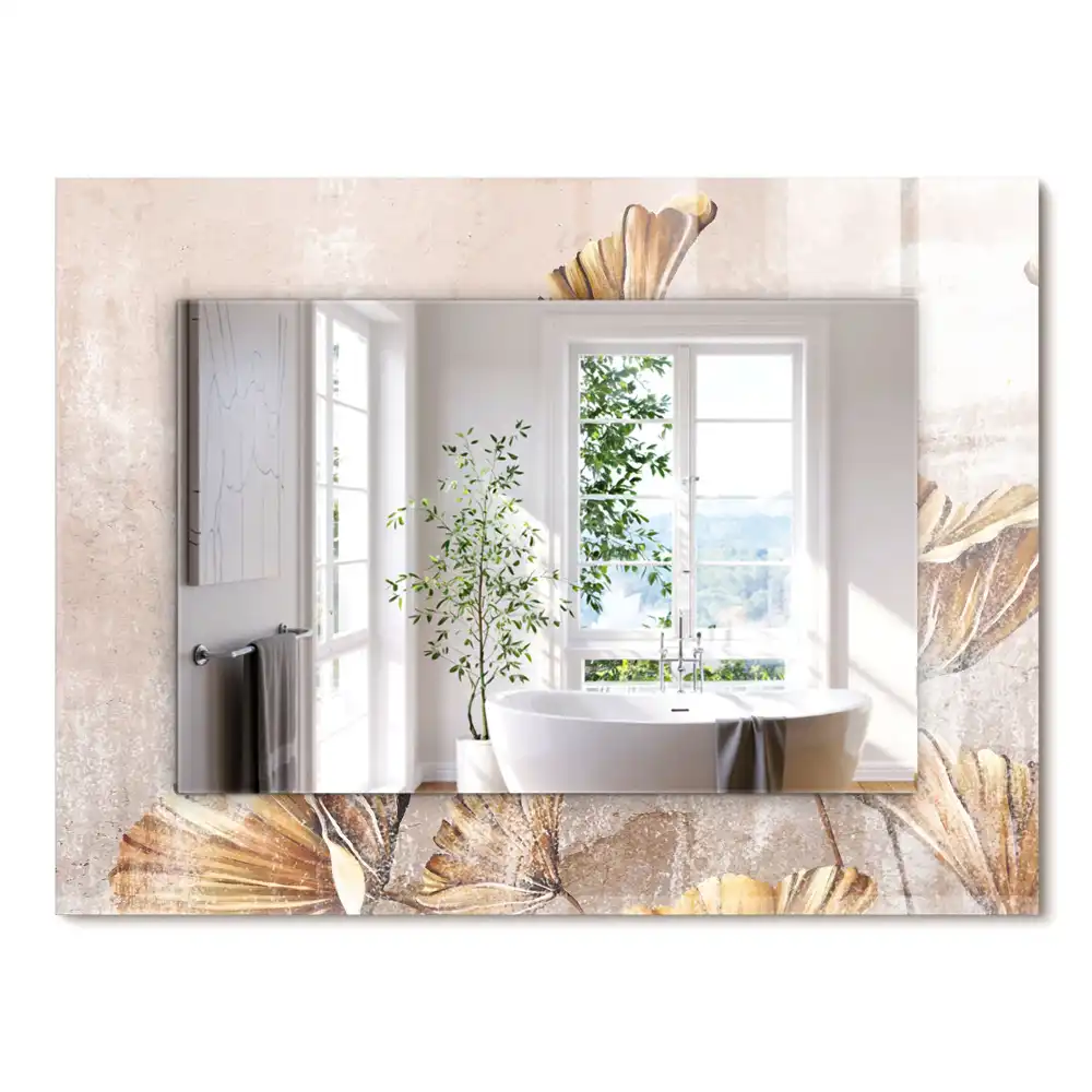 Miroir rectangulaire décoratif imprimé fleurs retro