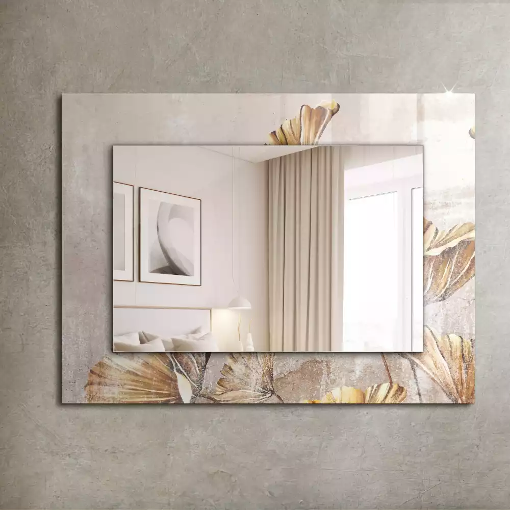 Miroir rectangulaire décoratif imprimé fleurs retro