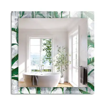 Miroir rectangulaire avec cadre imprimé plantes vertes