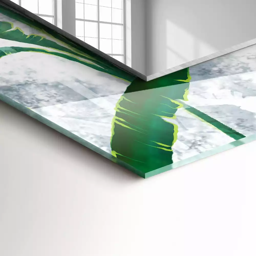 Miroir rectangulaire avec cadre imprimé plantes vertes