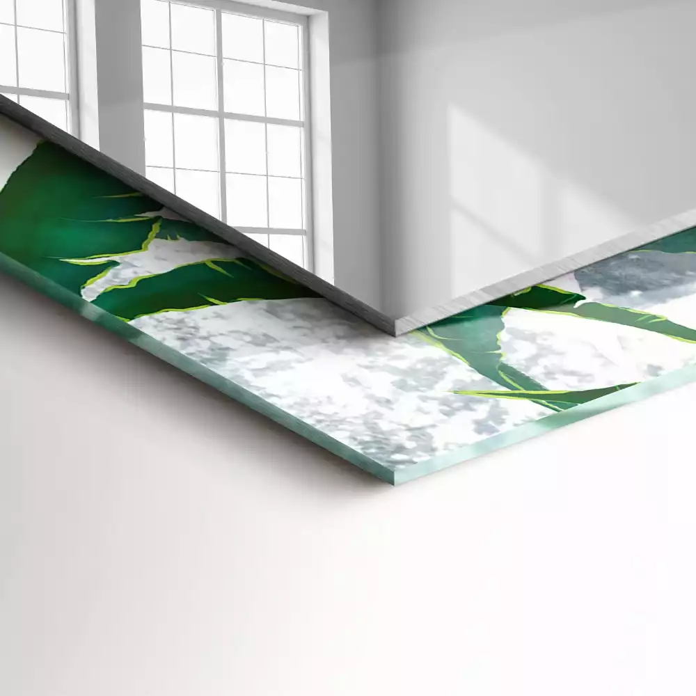Miroir rectangulaire avec cadre imprimé plantes vertes
