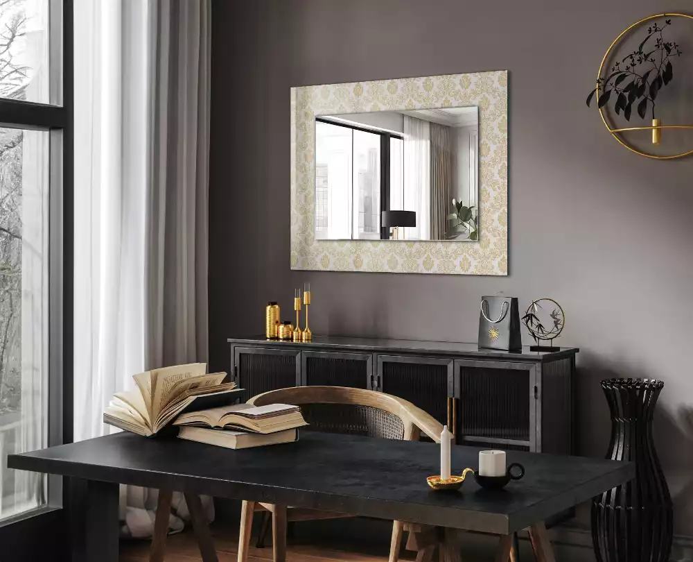 Miroir rectangulaire décoratif ornements dorés