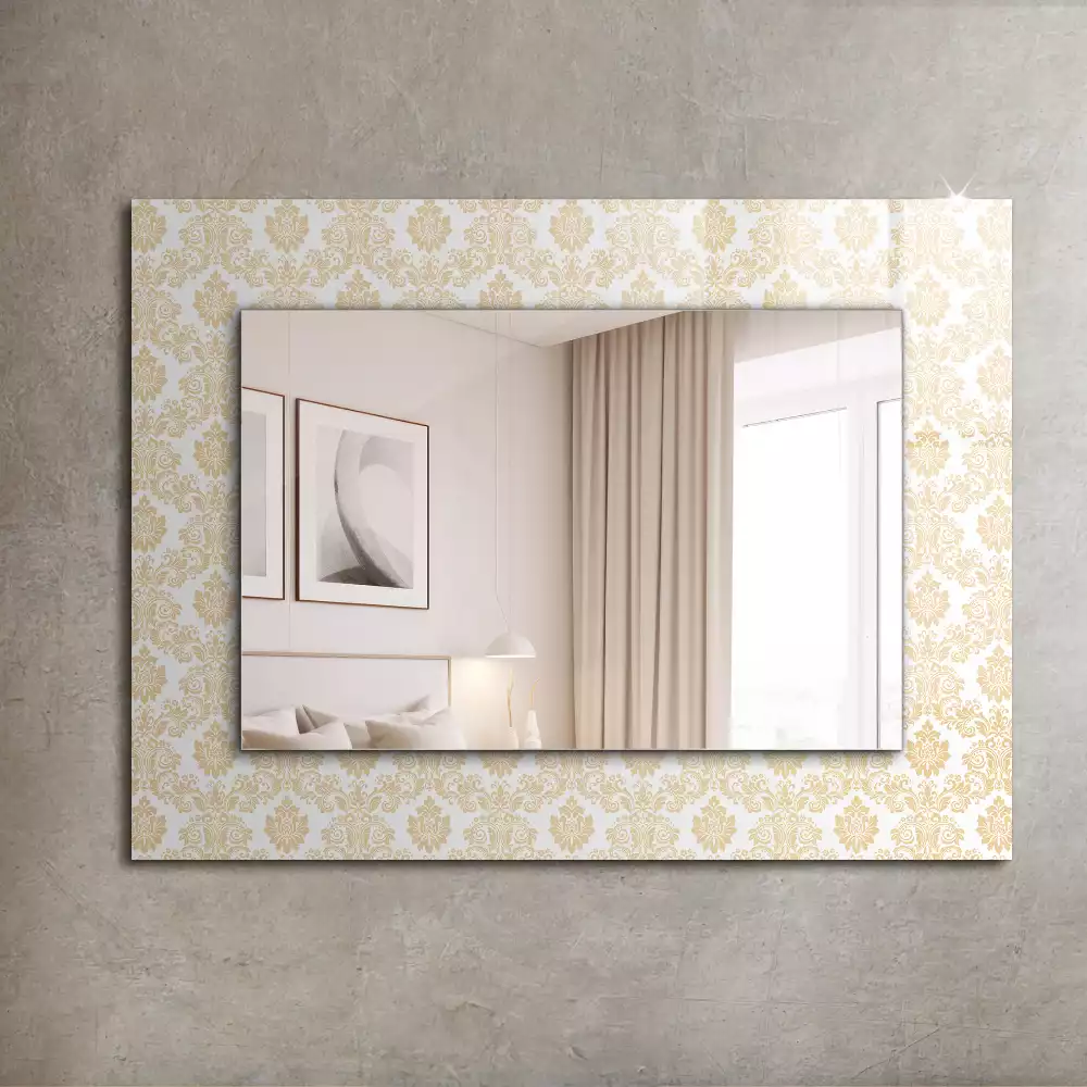Miroir rectangulaire décoratif ornements dorés