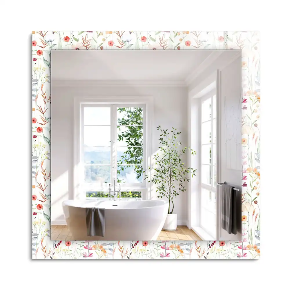 Miroir rectangulaire imprimé motif floral en aquarelle