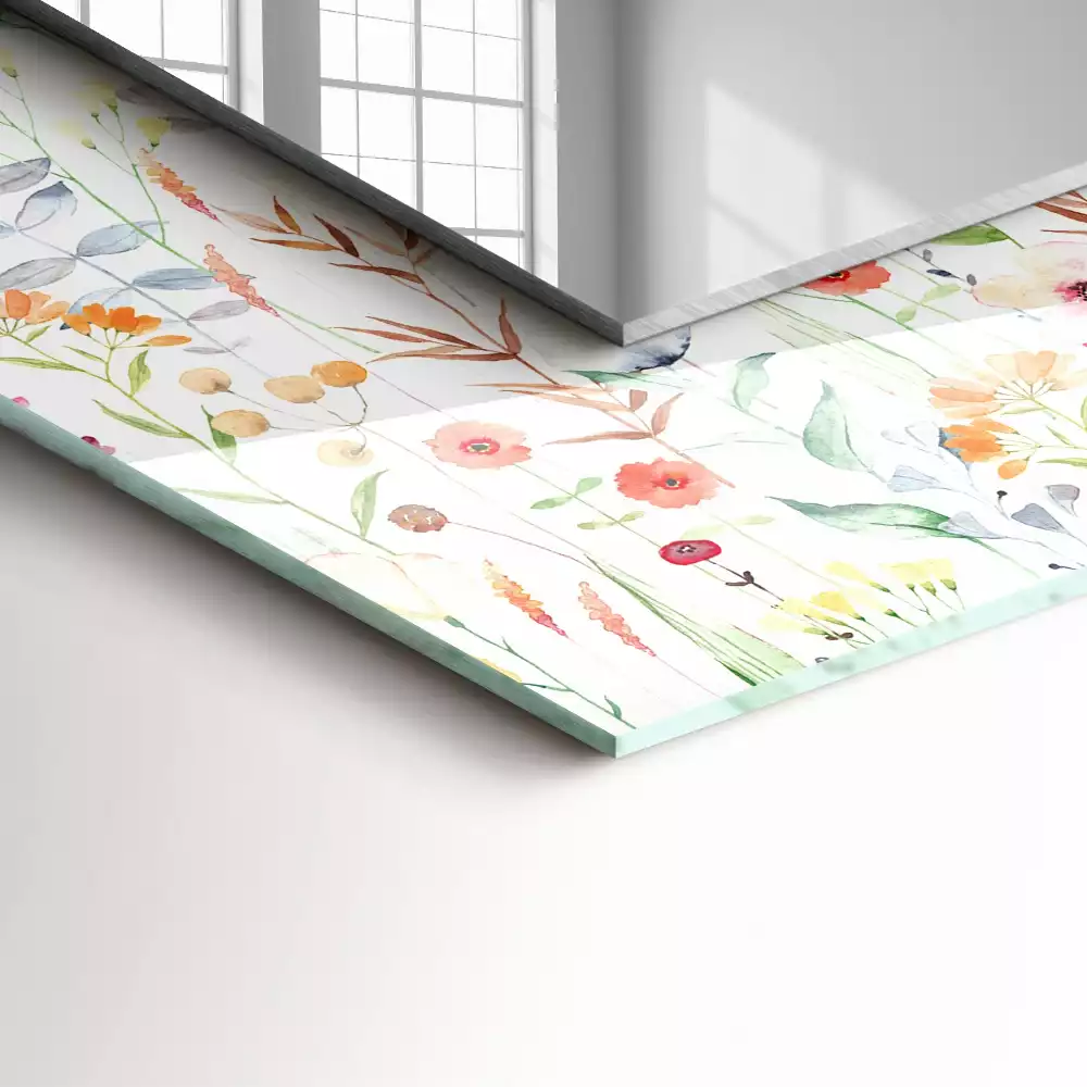 Miroir rectangulaire imprimé motif floral en aquarelle