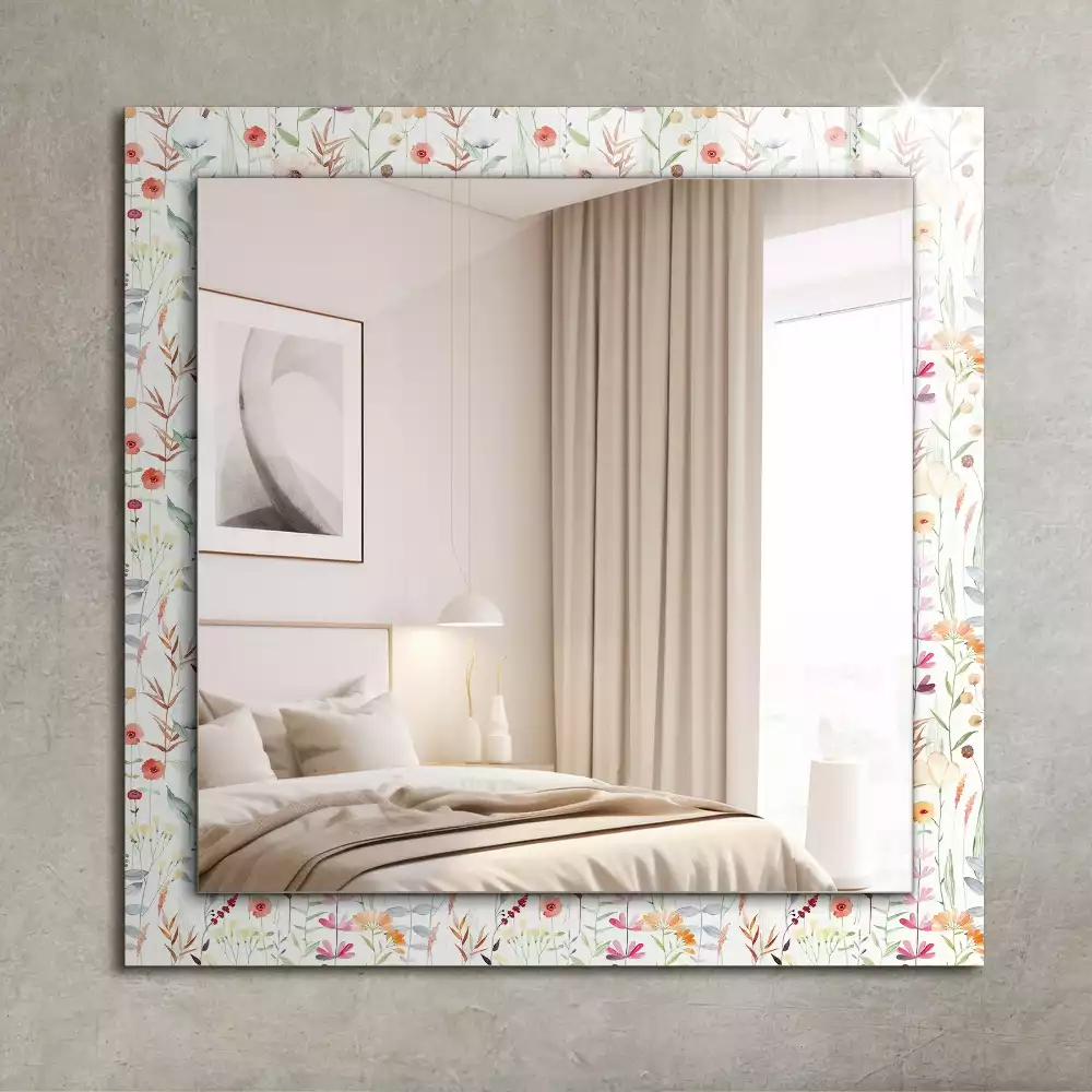 Miroir rectangulaire imprimé motif floral en aquarelle