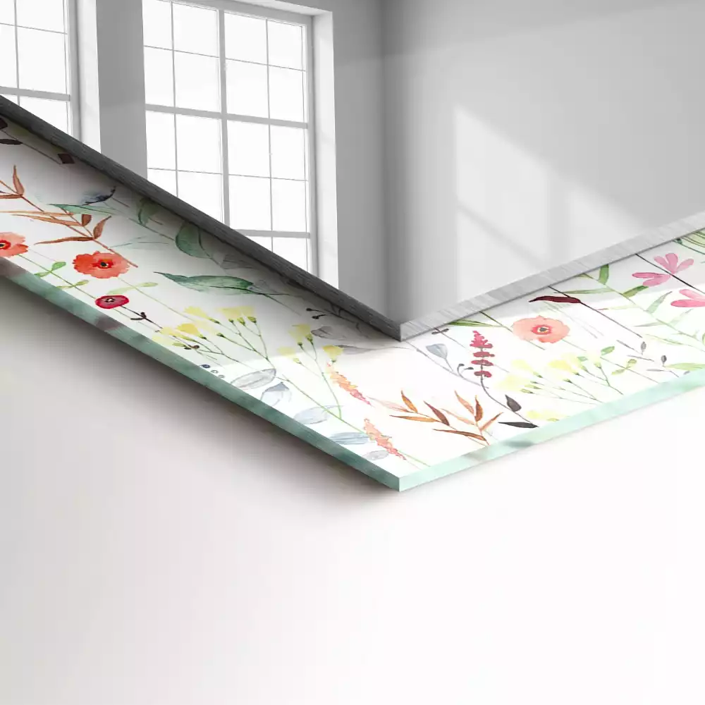 Miroir rectangulaire imprimé motif floral en aquarelle