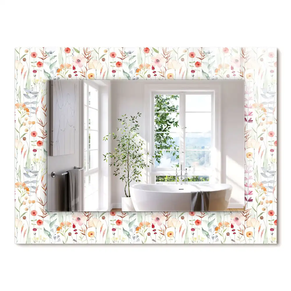 Miroir rectangulaire imprimé motif floral en aquarelle
