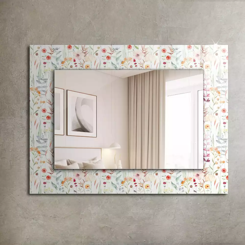 Miroir rectangulaire imprimé motif floral en aquarelle