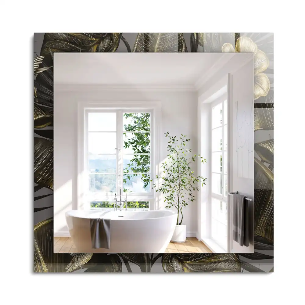 Miroir rectangulaire décoratif imprimé fleurs et colibris