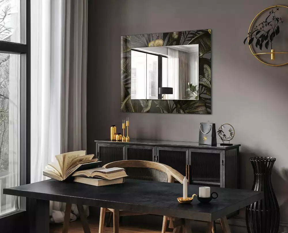 Miroir rectangulaire décoratif imprimé fleurs et colibris