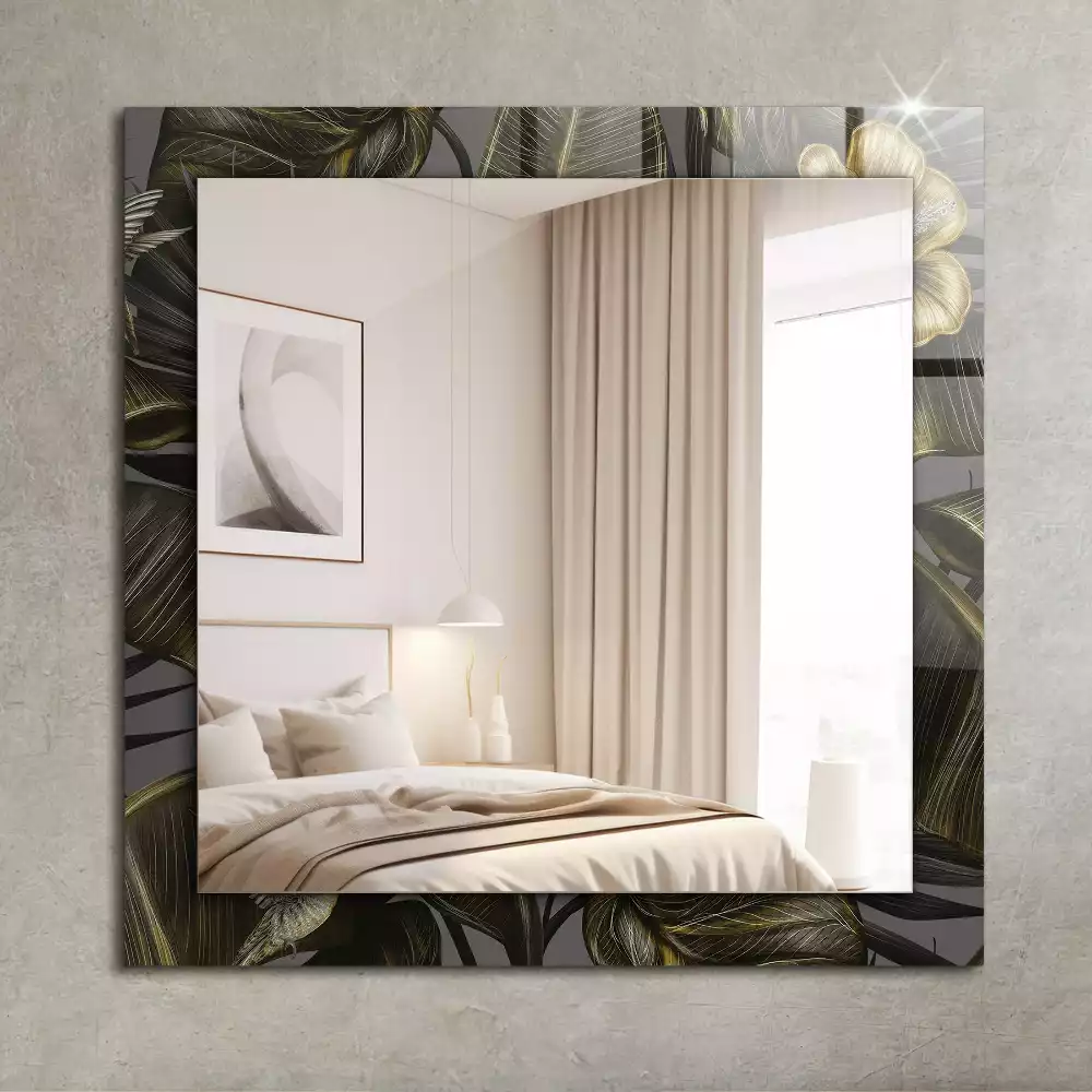 Miroir rectangulaire décoratif imprimé fleurs et colibris