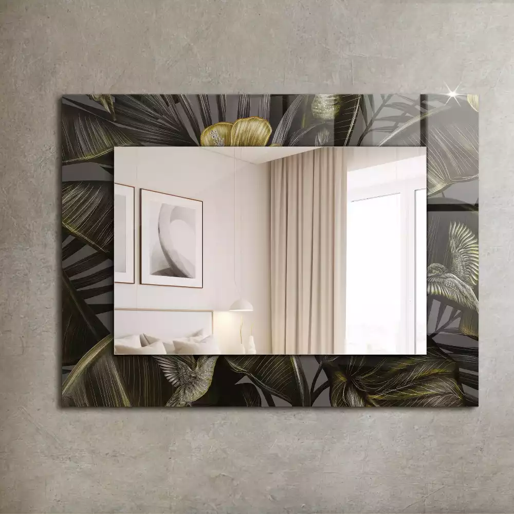 Miroir rectangulaire décoratif imprimé fleurs et colibris
