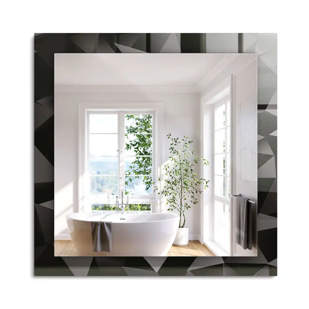 Miroir rectangulaire à cadre imprimé formes géométriques noires