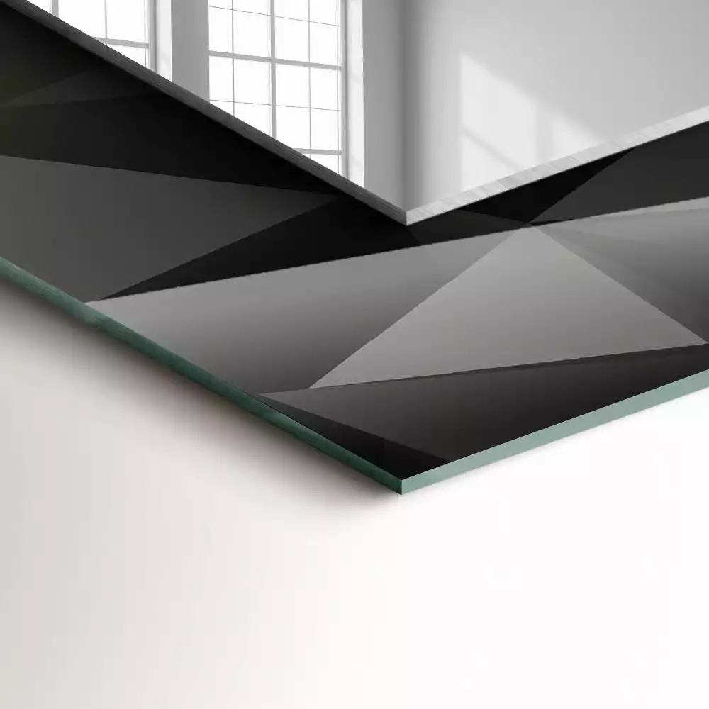 Miroir rectangulaire à cadre imprimé formes géométriques noires