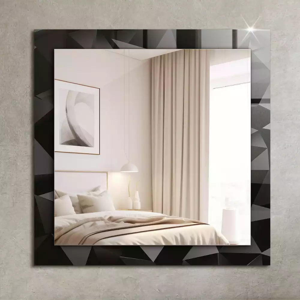 Miroir rectangulaire à cadre imprimé formes géométriques noires